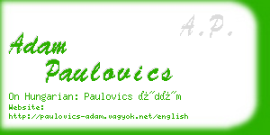 adam paulovics business card